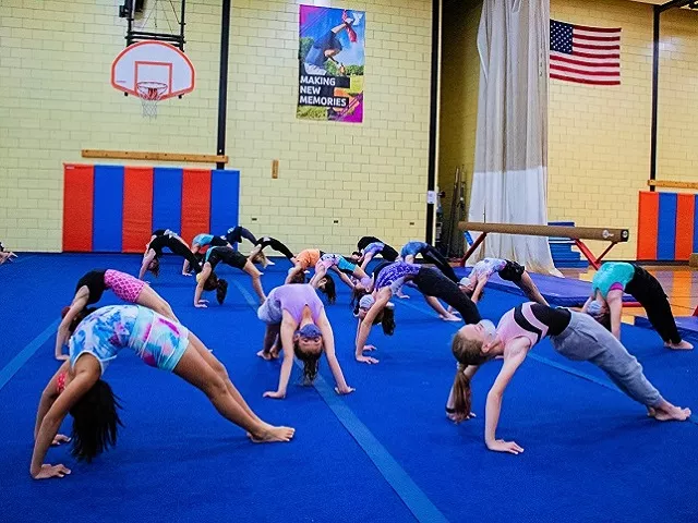 Children practicing gymnastics